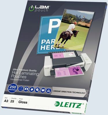 LEITZ Laminier Folientaschen A3 UDT 250 mic glasklar 25St
