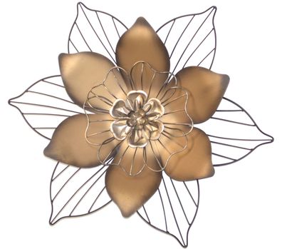 Wanddeko Große Blüte, Ø 62 cm, aus Metall, braun-gold