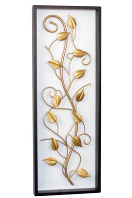 Wanddeko, Wandbild in 3D-Optik, Blätterranke in gold