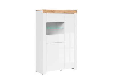 BLACK RED WHITE Vitrinenschrank Holten | Standvitrine | 42 x 98 x 156,5 cm, Weiss