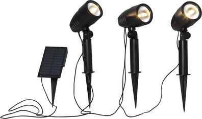 LED-Solar-Spotlight, 3er Set, ca. 26x100 cm, schw