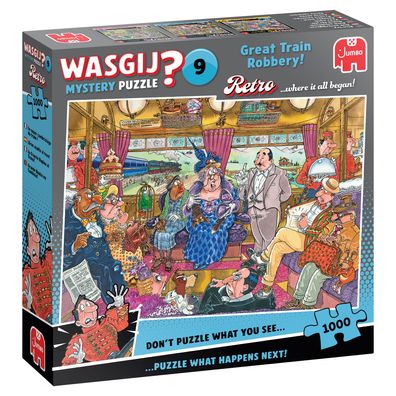 Jumbo Spiele 1110100504 Wasgij Mystery Retro 9 Großer Zugraub! 1000 Teile Puzzle