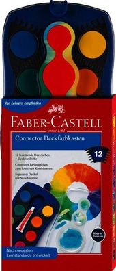 Connector Deckfarbkasten, blau, 12 Farben inklusive Deckweiß