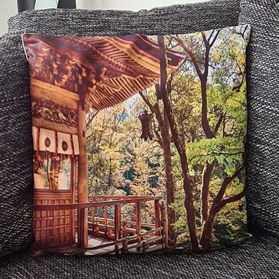 Kissenbezug Japanisches Haus im Grünen - 45cm x 45cm