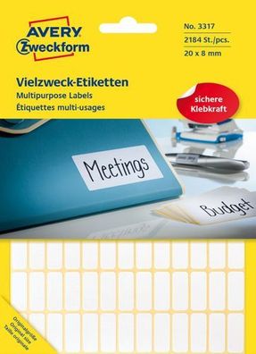 Avery Zweckform 3317 20x8mm weiß Vielzweck-Etiketten selbstklebend