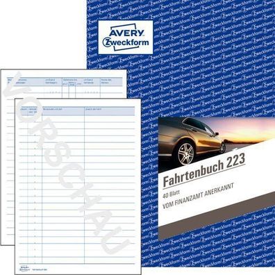 Avery Zweckform 223 Fahrtenbuch DIN A5 40 Blatt