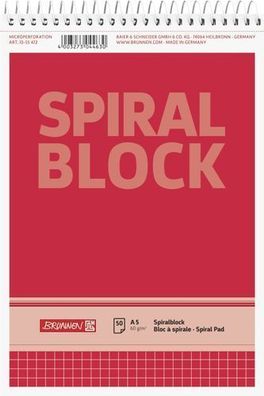 Brunnen Spiralblock A5 60 g/ m² 50 Blatt kariert 10-55472 Notizblock Spirale