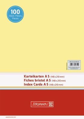 Brunnen 10-2250010 Karteikarten Karteikarton 180 g/ m² A5 quer unliniert gelb