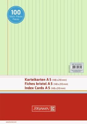 Brunnen 10-2250150 Karteikarten Karteikarton 180 g/ m² A5 quer liniert grün