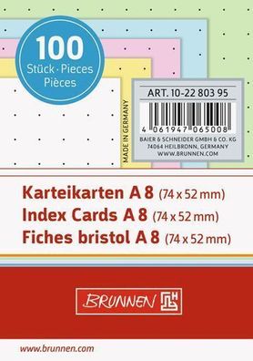 Brunnen 10-2280390 Karteikarten Karteikarton 180 g/ m² A8 quer dotted farbig sortiert