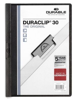 Durable® Klemm-Mappe 2200-01 Duraclip® A4 Klemmappe 30 Blatt schwarz