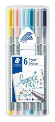 Staedtler triplus® Hygge 6er Fineliner-Box 334SB6CS12 Dreikant-Form