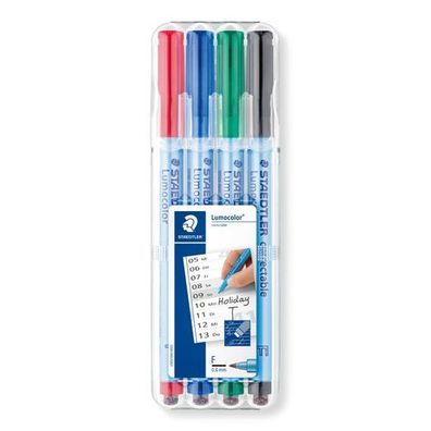 Staedtler Folienstifte 305F WP4-1 4er-Etui Lumocolor correctable korrigierbar