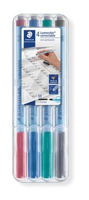 Staedtler Folienstifte 305M WP4-1 4er-Etui Lumocolor correctable korrigierbar