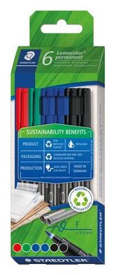 Staedtler® Folienstifte Lumocolor F Etui farb. sort. 318 C6-1 permanent