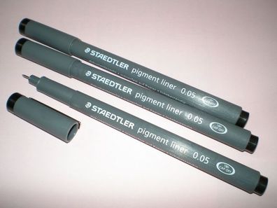 3x Staedtler 308 Pigment-Liner 0,05mm schwarz Fineliner Zeichenstift Faserstift