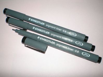 3x Staedtler 308 Pigment-Liner 0,8mm schwarz Fineliner Zeichenstift Faserstift