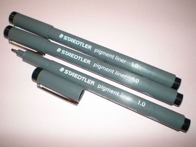 3x Staedtler 308 Pigment-Liner 1,0mm schwarz Fineliner Zeichenstift Faserstift