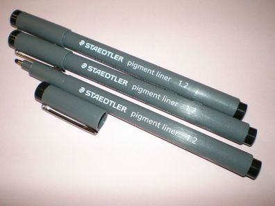 3x Staedtler 308 Pigment-Liner 1,2mm schwarz Fineliner Zeichenstift Faserstift