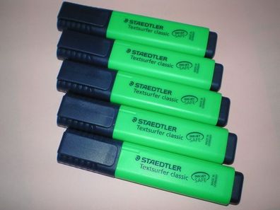 5x Staedtler Textsurfer classic grün 364-5 Textmarker Leuchtstift NEU