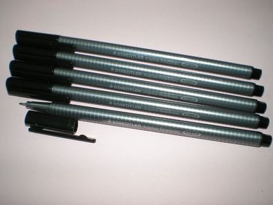 5 x Staedtler Feinschreiber triplus® fineliner 334-9 schwarz 0,3mm Dreikant