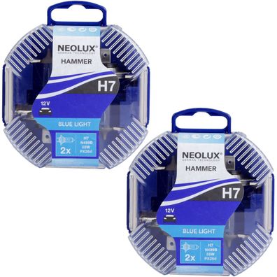 Neolux HAMMER 4x H7 12V 55W Xenon Blue Look Effekt Halogen-Birnen PX26d Set Box