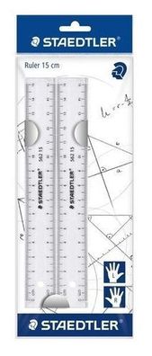 Staedtler Lineal Kunststoff transparent 15cm, 2er Beutel 562 152 PB