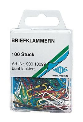 WEDO Briefklammern 26mm bunt lackiert Büroklammern Metall 90010099 100 Stk