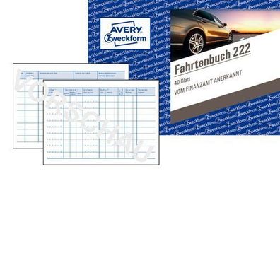 Avery Zweckform 222 Fahrtenbuch DIN A6 quer 40 Blatt