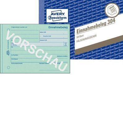 Avery Zweckform 304 Einnahmebeleg A6 quer grün 50 Blatt