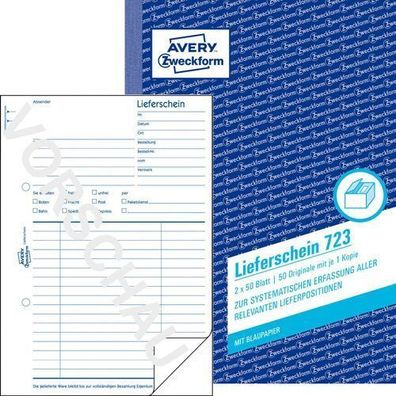 Avery Zweckform 723 Lieferschein A5 2x50 Blatt mit Blaupapier