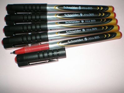 5 x Schneider Xtra 805 Tintenroller rot 8052 Rollerball 0,5mm Cap off