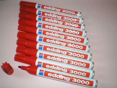 10 Stück Edding 3000 Permanent-Marker rot Rundspitze 1,5 -3 mm Filzstift