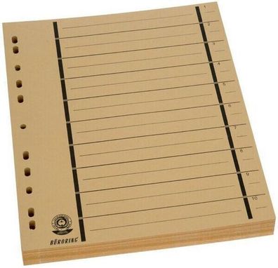 Büroring Trennblätter A4 230g/ m² gelb schwarzer Orgadruck VE100