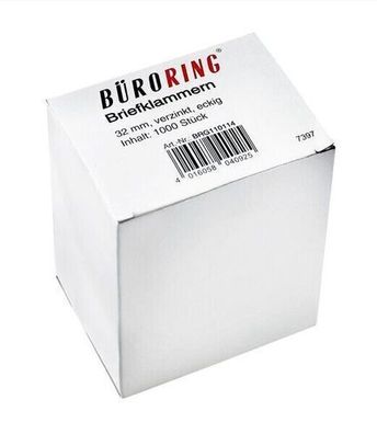 Büroring Briefklammern 26mm 1000 Stück BRG110132 verzinkt