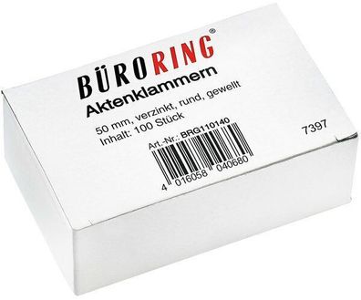 100x Aktenklammern 50 mm verzinkt gewellt rund BRG110140