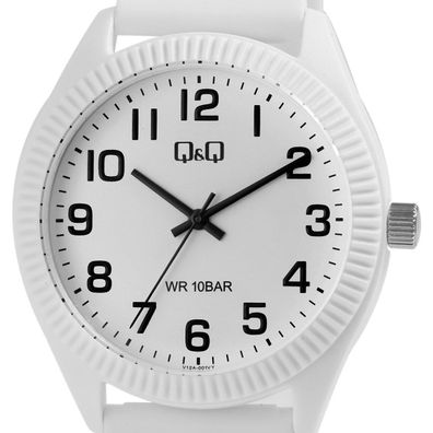 Q&Q by Citizen 10 Bar Unisex Uhr mit strapazierfähigem Silikonarmband in Weiß