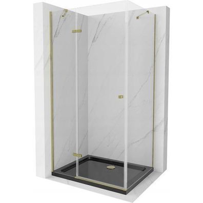 Mexen Roma Duschabtrennung+Wanne 120x80 cm Gold/Schwarz, Transparent Glas