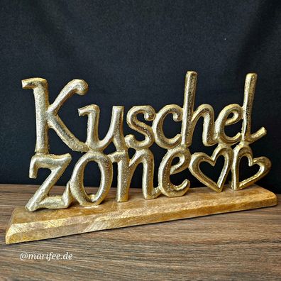 Metall-Schriftzug Kuschelzone, auf Holzsockel 305 × 150 mm Art.-Nr. 12410