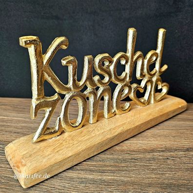 Metall-Schriftzug Kuschelzone, auf Holzsockel 230 × 105 mm Art.-Nr. 12409