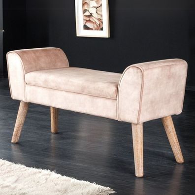 Elegante Sitzbank Carolin 90cm beige Samt Bank coffee