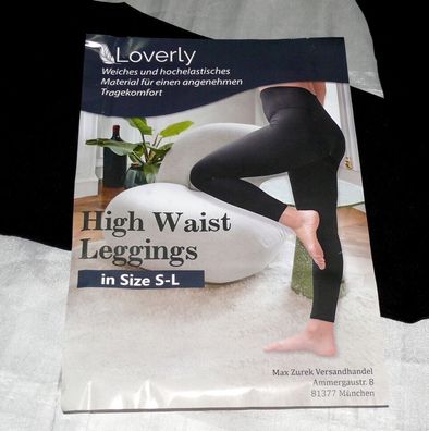 Loverly High Waist Leggings Hochelastische Tragekomfort Kompression S-L Schwarz