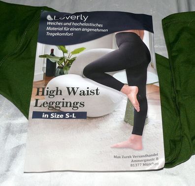 Loverly High Waist Capri Leggings Hochelastische Komfort Kompression S-L Grün