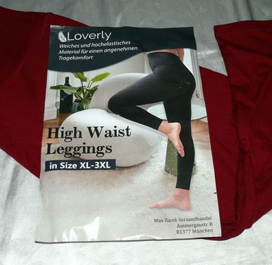 Loverly High Waist Capri Leggings Hochelastische Komfort Kompression XL-3XL Wein