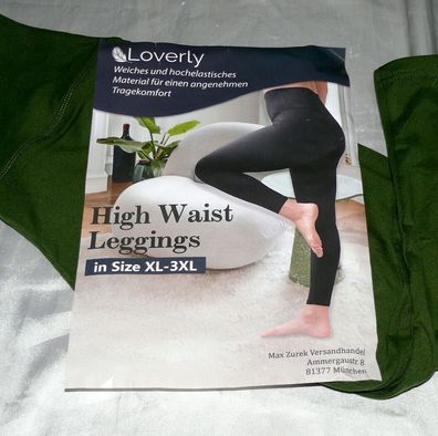 Loverly High Waist Capri Leggings Hochelastische Komfort Kompression XL-3XL Grün