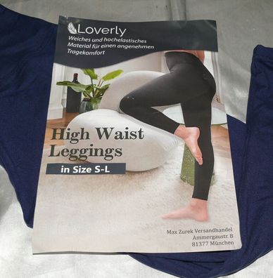 Loverly High Waist Capri Leggings Hochelastische Komfort Kompression S-L Navy