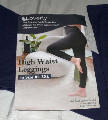 Loverly High Waist Leggings Hochelastische Tragekomfort Kompression XL-3XL Navy