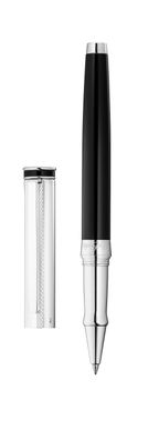 Rollerball Waldmann Edelfeder, Korn-/Linien-Design Silber/schwarz