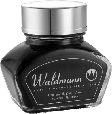 Waldmann Tintenglas, 30 ml - schwarz - Metalldeckel