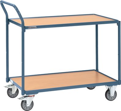 Tischwagen 2 Ladeflächen L1000xB600mm blau Trgf.300kg Schiebebügel senkrecht